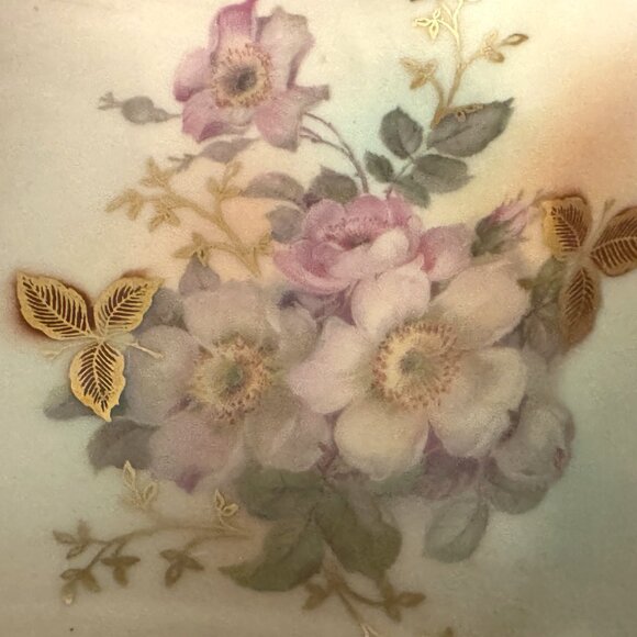 Vintage SCHUMANN ARZBERG Wild Rose Square Bowl Candy Trinket Dish Gold Trim - Picture 3 of 12